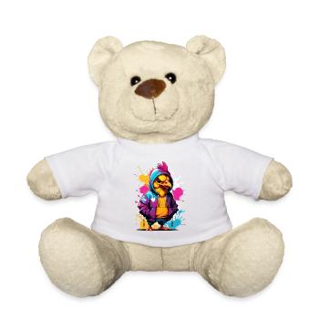 Küken im Hoodie Graffiti Stil - Teddy - Weiß - Vorne