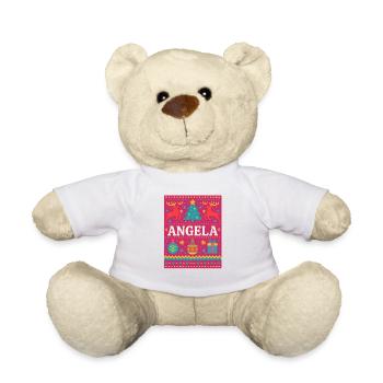 Festlicher Name Angela Hässlicher Weihnachtsstil, Weihnachten - Teddy - Weiß - Vorne