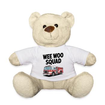 Wee Woo Squad Fire Brigade Car Rescuer Saying - Teddy Bear - white - Front