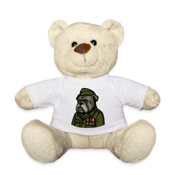 Bulldogge Veteran mit Medaillen Militär Maskottchen Kunst - Teddy - Weiß - Vorne