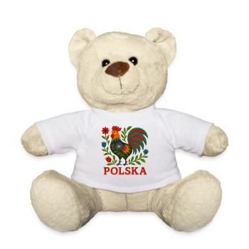 Polska Folk Stickerei Hahn - Teddy - Weiß - Vorne
