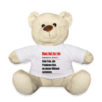 Bauleiterin Bauleitung Bauaufsicht Baustelle - Teddy - Weiß - Vorne