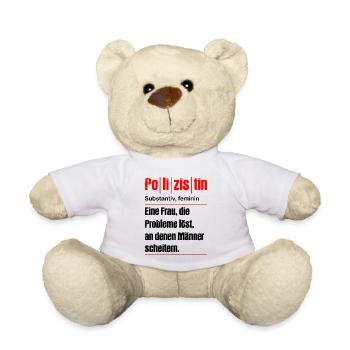 Polizistin Polizeibeamtin Polizei Polizeidienst - Teddy - Weiß - Vorne