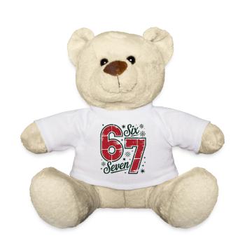 Festliches 6 7 Retro Weihnachtsmotiv - Teddy - Weiß - Vorne