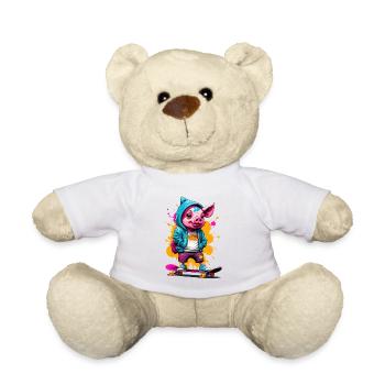 Pig Skate Streetwear Splash - Teddy Bear - white - Front