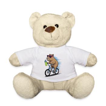 Biber auf Fahrrad mit Sonnenbrille - Teddy - Weiß - Vorne