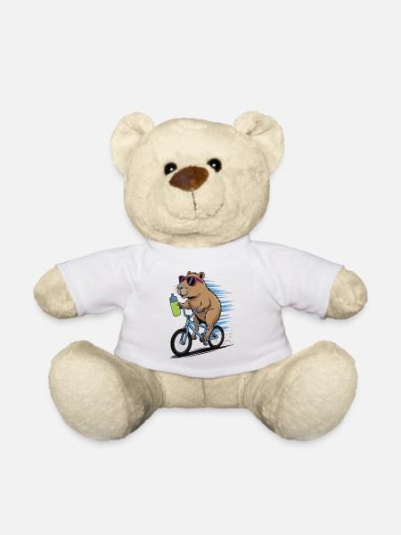 Biber auf Fahrrad mit Sonnenbrille - Teddy - Weiß