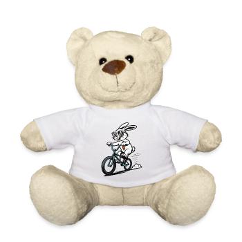 Un lapin en BMX avec des lunettes de soleil - Nounours - blanc - Devant