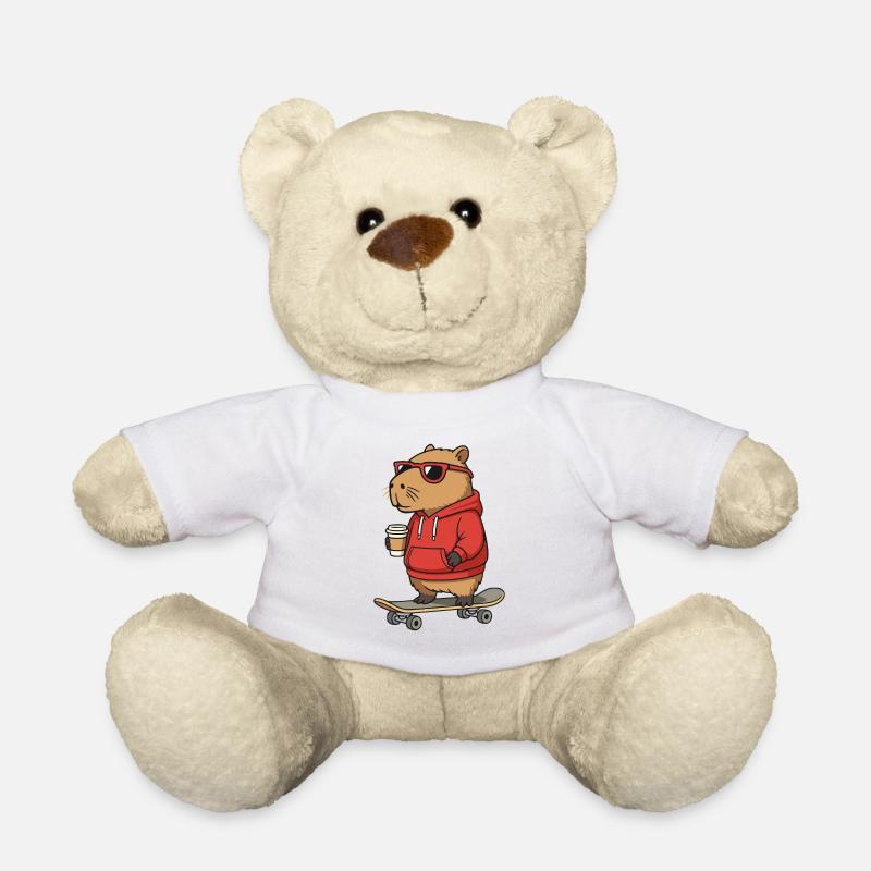 Capybara Sonnenbrille Skater Nagetier Skateboard - Teddy - Weiß
