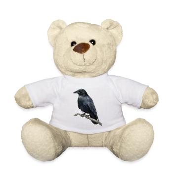 Raven Crow Bird - Teddy Bear - white - Front