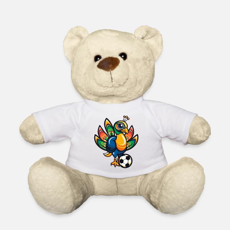 Bunter Fußball-Truthahn Pfau - Teddy - Weiß