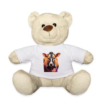 Farbenfrohes Kuhporträt - Teddy - Weiß - Vorne
