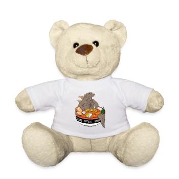 Episches Ramen-Monster-Bowl-Stein-Dinosaurier-Design-Tee - Teddy - Weiß - Vorne
