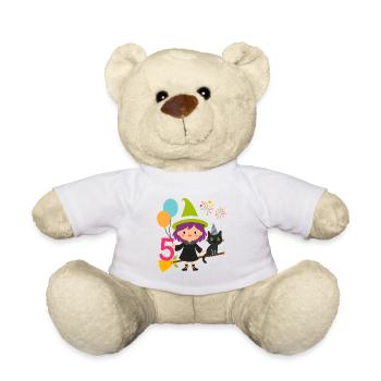 Kawaii Witch 5th Birthday Party Design - Teddy Bear - white - Front