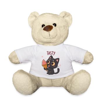 Chat gourmand et cornet glacé - Teddy Bear - white - Front
