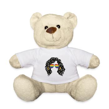 Regenbogenschattierungen Lockiges Afro-Mädchen-Haar Pride Retro - Teddy - Weiß - Vorne
