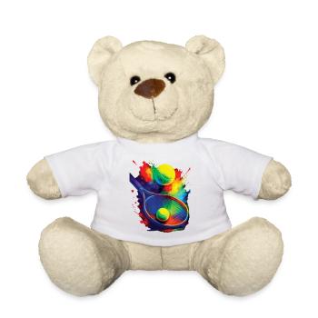 Farbenfrohes Design Sport Tennisschläger und Ball - Teddy - Weiß - Vorne
