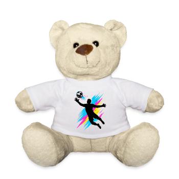 Neon Goalkeeper Jump, Football Gift, Kids - Teddy Bear - white - Front