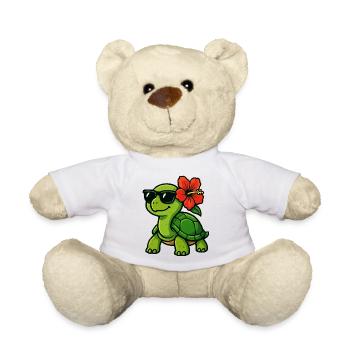 Tortue solaire avec hibiscus - Nounours - blanc - Devant