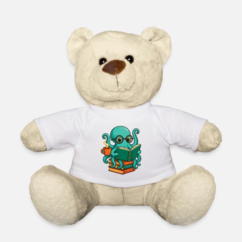Oktopus liest Buch Lustiger Ozean-Nerd Bücherwurm - Teddy - Weiß