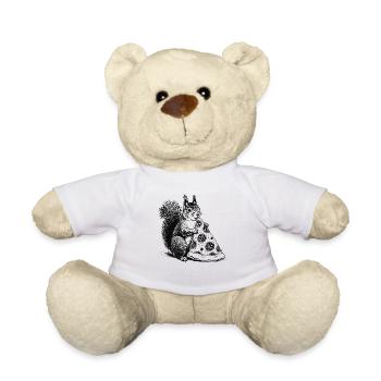 Squirrel loves pizza - Teddy Bear - white - Front