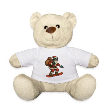 Le Père Noël sur le snowboard avec des cadeaux - Nounours - blanc - Devant