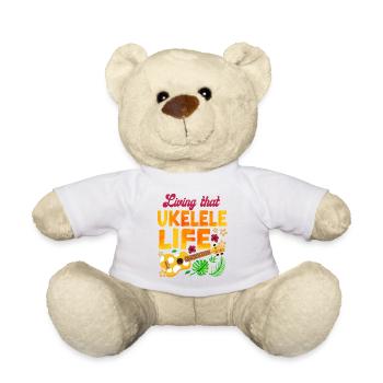 Hawaiian Ukulele Uke Living That - Teddy Bear - white - Front