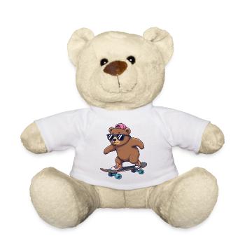 Funny Bear Skating on Skateboard Cartoon Skater - Teddy Bear - white - Front