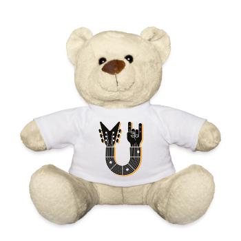 Guitar and Finger Horn Hand - Teddy Bear - white - Front