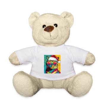 Cat Christmas Portrait - Teddy Bear - white - Front