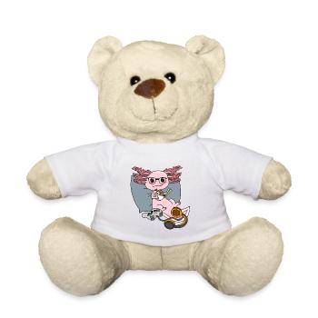 Cute Axolotl Gamer Ramen Noodle Geek Pet Owner - Teddy Bear - white - Front