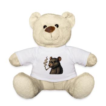 Smoking Rat - Teddy Bear - white - Front