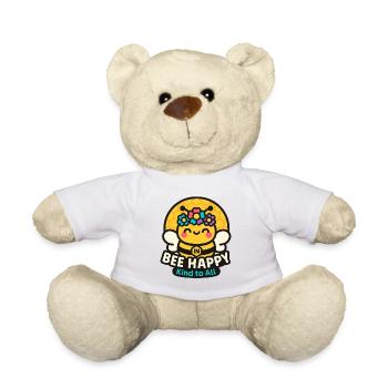 Bee Happy, Sweet Bee, Kindness Vibes - Teddy Bear - white - Front
