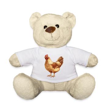 Chicken in a warm gold tone – nature drawing - Teddy Bear - white - Front