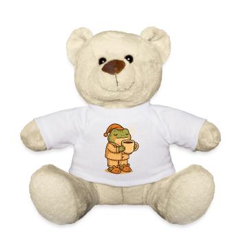 Kawaii Cozy Frosch im Schlafanzug – Frog Art - Teddy - Weiß - Vorne
