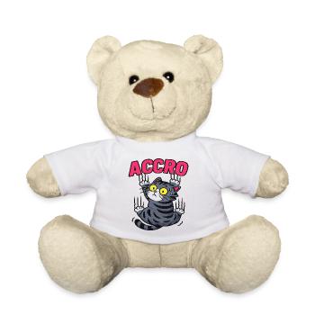 Cat ADDICTED Humor Design Cartoon Cute Gift - Teddy Bear - white - Front