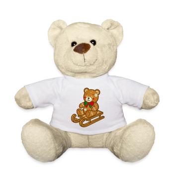 Cute gingerbread teddy bear on nostalgic sleigh - Teddy Bear - white - Front