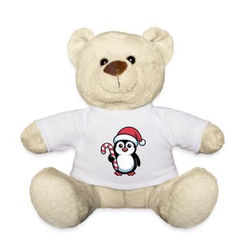 Père Noël pingouin avec une canne d’orge d’orge - Nounours - blanc - Devant