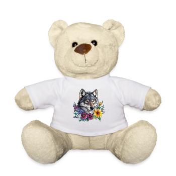 Wolfsfreund im Blumenkranz - Teddy - Weiß - Vorne