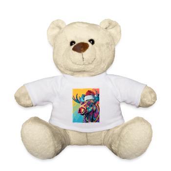 Portrait de Noël de l’orignal - Nounours - blanc - Devant