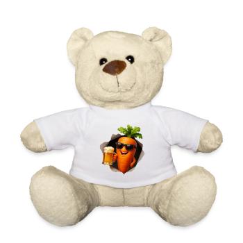 Kernkarotte mit Bier und Sonnenbrille - Teddy - Weiß - Vorne