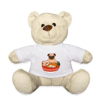Pug Ramen Japanese Zen Chillin Dog Funny Pet Lover - Teddy Bear - white - Front