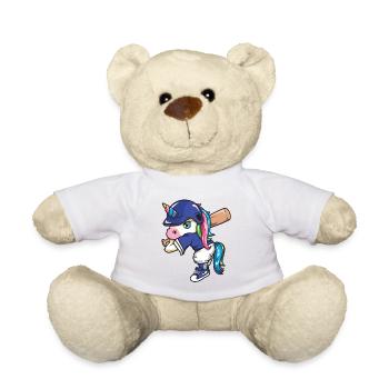Einhorn-Softballspieler Dabbing Lustiges Sportmädchen - Teddy - Weiß - Vorne