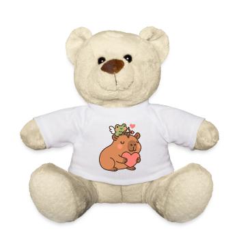 Capybara & Amor-Frosch – Süßes Herzmotiv - Teddy - Weiß - Vorne