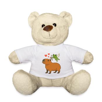 Capybara & Amor-Frosch – Lustiges Valentinsmotiv - Teddy - Weiß - Vorne