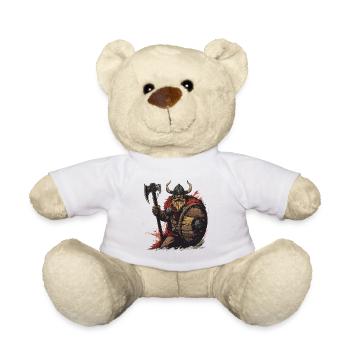 Wikinger Krieger mit Axt und Schild - Teddy - Weiß - Vorne