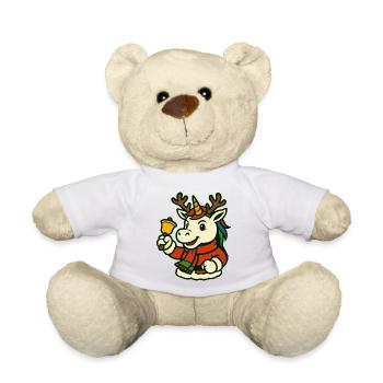 Weihnachtseinhorn mit Glocken-Maskottchen-Kunst - Teddy - Weiß - Vorne