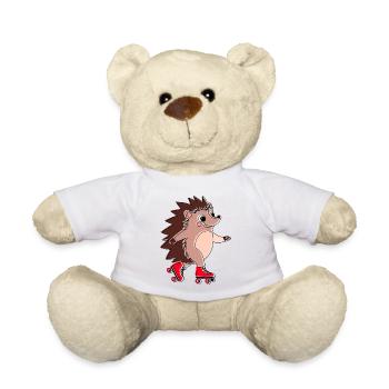 Hedgehog on rollerblades - Niglo on rollerblades - Teddy Bear - white - Front