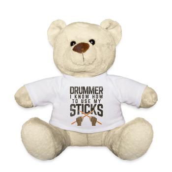 Batteur : je sais comment utiliser mes baguettes graphique - Nounours - blanc - Devant
