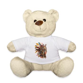 Coiffe en plume aztèque - Nounours - blanc - Devant